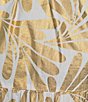Color:Ornamental Leaf Gold - Image 5 - Mirabella Woven Ornamental Leaf Gold Print Split V-Neck Short Flutter Sleeve A-Line Belted Maxi Dress