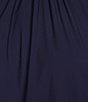 Color:Navy - Image 3 - Shari Stretch Knit Ruffle Trim Mock Neck Cap Sleeve Shift Dress