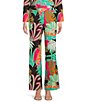 Color:Grand Tropical Fronds Cocoa - Image 1 - Trixie Jude Cloth Knit Grand Tropical Fronds Cocoa Print Wide-Leg Pull-On Coordinating Pant