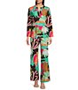 Color:Grand Tropical Fronds Cocoa - Image 3 - Trixie Jude Cloth Knit Grand Tropical Fronds Cocoa Print Wide-Leg Pull-On Coordinating Pant