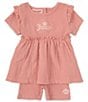 Color:Pink - Image 1 - Baby Girls 12-24 Months Short-Sleeve Tunic Top & Matching Bike Shorts Set