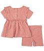 Color:Pink - Image 3 - Baby Girls 12-24 Months Short-Sleeve Tunic Top & Matching Bike Shorts Set