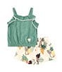 Color:Assorted - Image 1 - Little Girls 2T-4T Slab Jersey Top & Printed Woven Tropical Short Set