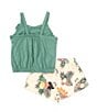 Color:Assorted - Image 2 - Little Girls 2T-4T Slab Jersey Top & Printed Woven Tropical Short Set