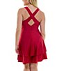 Color:Scarlet - Image 2 - Plus V-Neck Cross Back Double Hem Fit-And-Flare Dress