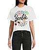 Color:White - Image 1 - Barbie Beach Oversized Cropped Raw Edge T-Shirt