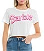 Color:White - Image 1 - Barbie™ Logo Cropped Graphic T-Shirt