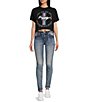 Color:Black - Image 3 - Ford Mustang Stripe Cropped Raw Edge T-Shirt