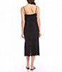 Color:Black - Image 2 - Embroidered Eyelet Square Neck Sleeveless Spaghetti Strap Midi Dress