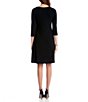 Color:Black - Image 2 - Knit Scoop Neck 3/4 Sleeve Sweater Dress