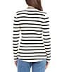 Color:Stripe - Image 2 - Knit Stripe Print Crew Neck Long Sleeve Shirttail Hem Pullover Sweater