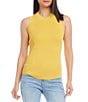 Color:Yellow - Image 1 - Ribbed Knit Crew Neck Sleeveless Sweater Tank