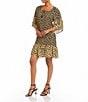 Color:Floral - Image 3 - Woven Floral Print Square Neck 3/4 Bell Sleeve Contrast Ruffle Tiered Hem Pocketed Shift Dress