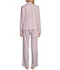Color:Floral Trellis - Image 2 - Floral Trellis Print Long Sleeve Notch Collar Interlock Knit Girlfriend Pajama Set