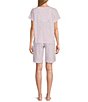 Color:Pink Ditsy - Image 2 - Short Sleeve V-Neck Brushed Interlock Knit Ditsy Floral Bermuda Short Pajama Set