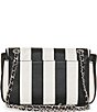 Color:White/Black - Image 2 - Agyness Stripe Charm Medium Shoulder Bag