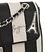 Color:White/Black - Image 4 - Agyness Stripe Charm Medium Shoulder Bag