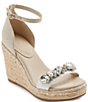 Color:Natural/White - Image 1 - Catalyna Mixed Media Espadrille Wedge Sandals