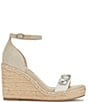 Color:Natural/White - Image 2 - Catalyna Mixed Media Espadrille Wedge Sandals