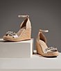 Color:Natural/White - Image 6 - Catalyna Mixed Media Espadrille Wedge Sandals