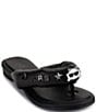 Color:Black - Image 1 - Ceejay Pins Leather Thong Sandals