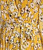 Color:Gold - Image 4 - Chiffon Floral Print V-Neck 3/4 Sleeve Ruffle Mini Dress