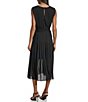 Color:Black - Image 2 - Chiffon Pleated Square Neck Sleeveless Midi Dress