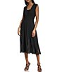 Color:Black - Image 3 - Chiffon Pleated Square Neck Sleeveless Midi Dress