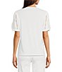 Color:Soft White - Image 2 - Crew Neck Short Puff Sleeve Knit Top