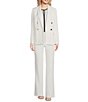 Color:Soft White - Image 3 - Double Breasted Notch Lapel Long Sleeve Blazer Jacket