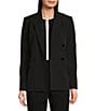 Color:Black - Image 1 - Double Breasted Notch Lapel Long Sleeve Blazer Jacket