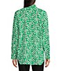 Color:Kelly Multi - Image 2 - Geometric Collared Neck Long Sleeve Blouse