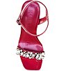 Color:Fuchsia - Image 5 - Jala Leather Rhinestone Embellished Platform Dress Sandals