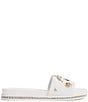 Color:Bright White - Image 2 - Jersey Leather Charm Slide Sandals