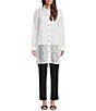 Color:Soft White - Image 1 - Lace Point Collar Long Sleeve Oversized Blouse