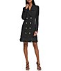 Color:Black - Image 1 - Notch Lapel Collar Long Sleeve Chiffon Flounce Hem Mini Blazer Dress