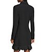 Color:Black - Image 2 - Notch Lapel Collar Long Sleeve Chiffon Flounce Hem Mini Blazer Dress