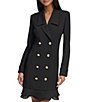 Color:Black - Image 3 - Notch Lapel Collar Long Sleeve Chiffon Flounce Hem Mini Blazer Dress