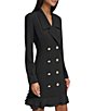 Color:Black - Image 5 - Notch Lapel Collar Long Sleeve Chiffon Flounce Hem Mini Blazer Dress