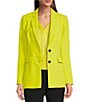 Color:Chartreuse - Image 1 - Notch Lapel Long Sleeve Suit Blazer Jacket