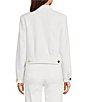 Color:Soft White - Image 2 - Peak Lapel Collar Long Sleeve Button- Front Cropped Tweed Jacket