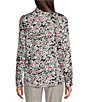Color:Soft White Multi - Image 2 - Printed Collared Neckline Long Sleeve Button Down Shirt