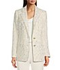 Color:White/Multi - Image 1 - Roadmap Tweed Notch Lapel Long Sleeve Blazer Jacket