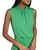 Color:Kelly - Image 5 - Satin Crepe Mock Neck Sleeveless Blouson Midi Dress