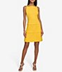 Color:Gold Fusion - Image 1 - Scuba Crepe Scalloped Square Neck Sleeveless Tiered Mini Dress