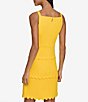 Color:Gold Fusion - Image 2 - Scuba Crepe Scalloped Square Neck Sleeveless Tiered Mini Dress