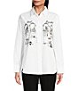 Color:White - Image 1 - Shopping Girl Poplin Long Sleeve Button Front Shirt