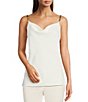 Color:Soft White - Image 1 - Solid Cowl Neck Sleeveless Hardware Strap Detail Tank