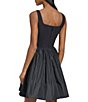 Color:Black - Image 2 - Square Neck Corset Bodice Taffeta Skirt Mini Dress