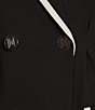Color:Black/Soft White - Image 3 - Stretch Crepe Collared Neckline Long Sleeved Pleated Waist Blazer Dress
